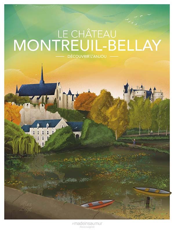 Affiche DÉCOUVRIR L'ANJOU "Montreuil-Bellay" 30x40 cm
